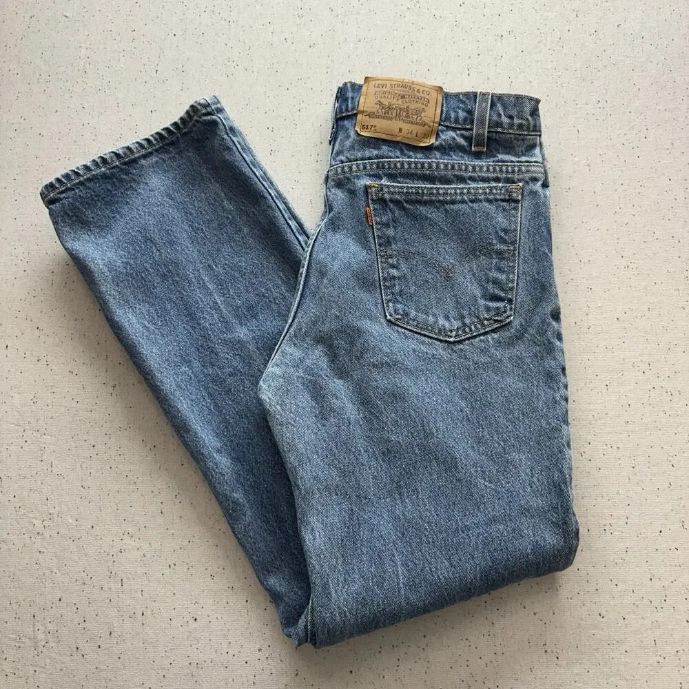 Vintage Levis 517 Orange Tab Bootcut Jeans Men 34x32 Made in USA 1997 575 Vtg - Picture 1 of 6